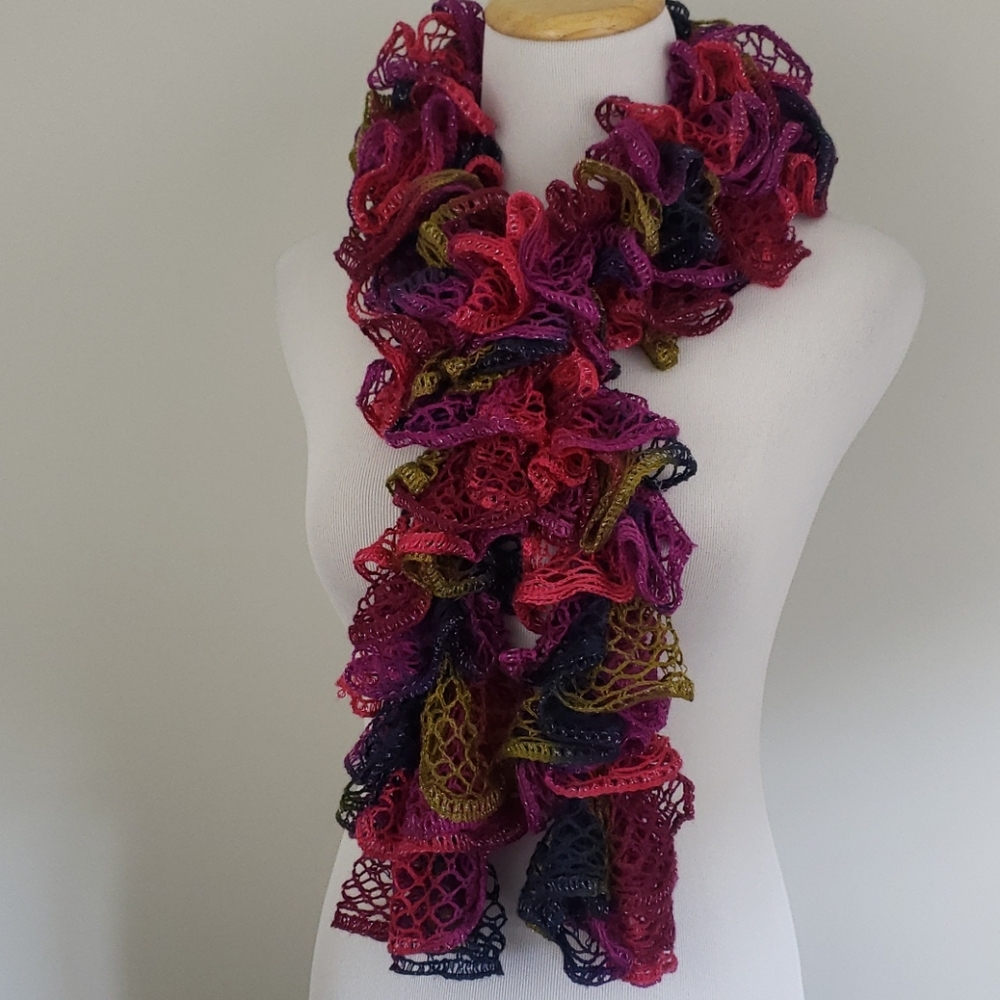 Whimsical hand crocheted scarf